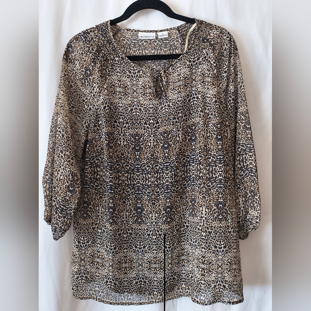 Elegant Women's Brown Patterned Blouse
